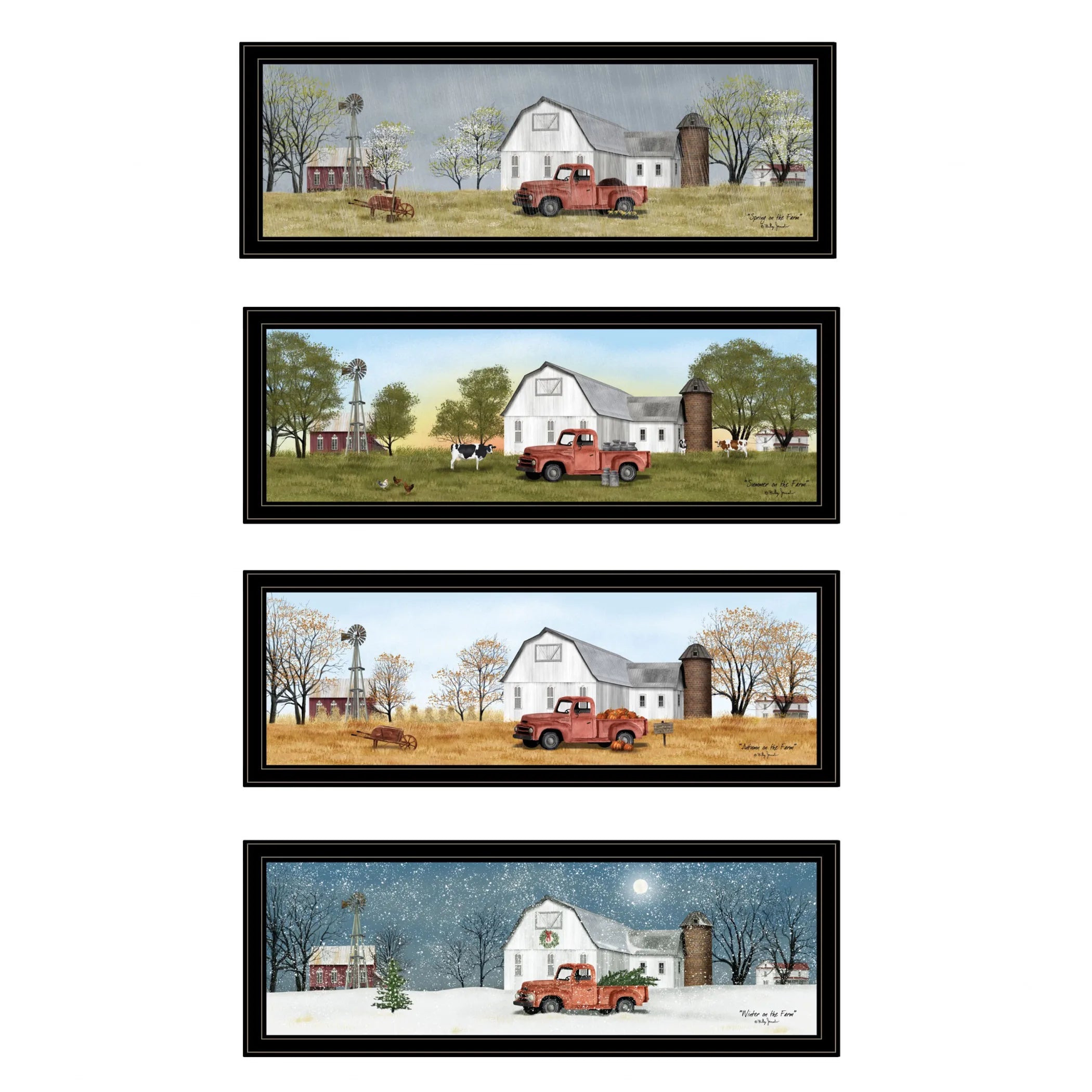 Set Of Four Billy Jacobs Four Seasons Collection VII 3 Black Framed Print Wall Art — view 2