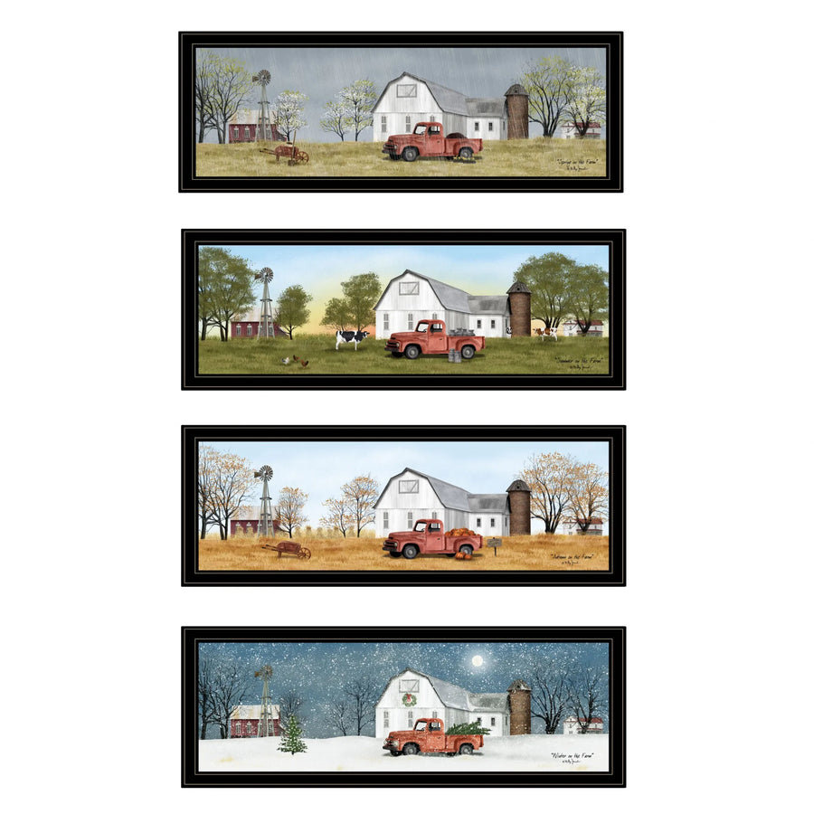 Set Of Four Billy Jacobs Four Seasons Collection VII 3 Black Framed Print Wall Art — view 2