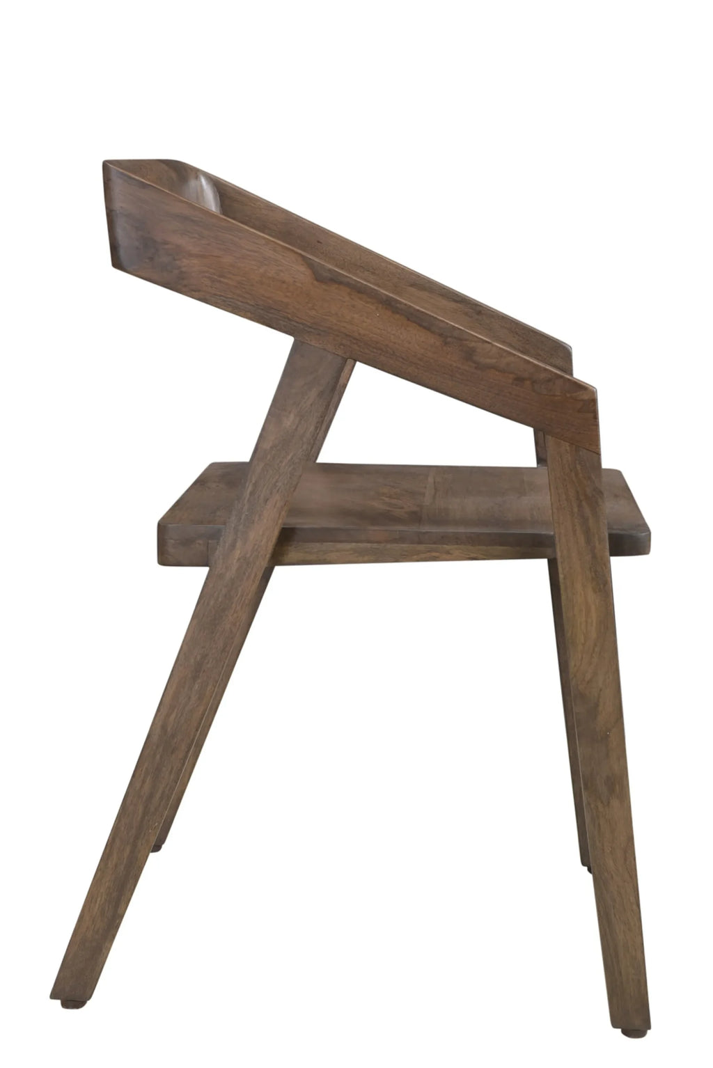 Dark Brown Solid Wood Open Back Dining Arm Chair — view 4