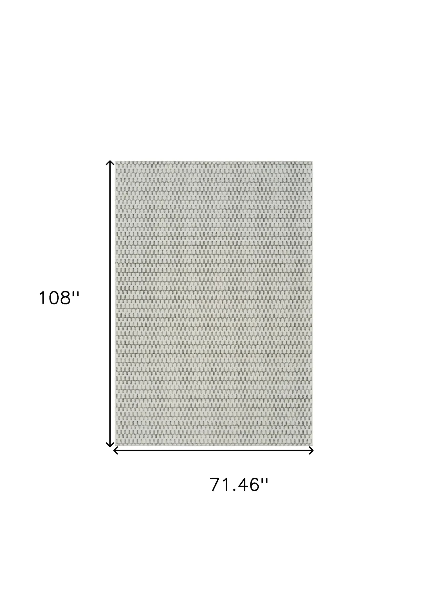 6′ X 9′ Cream and Beige Geometric Distressed Indoor Outdoor Area Rug — view 3