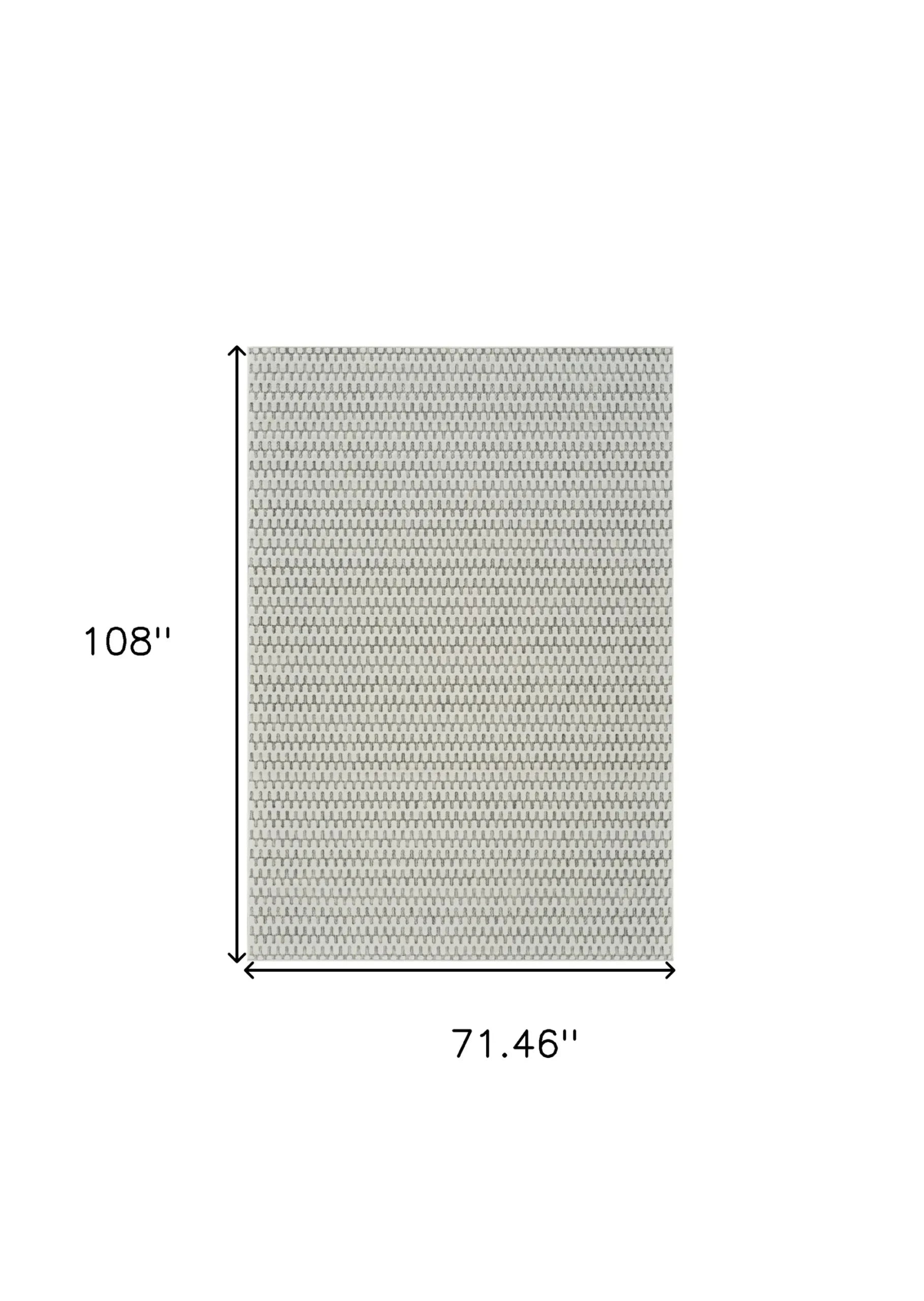 6′ X 9′ Cream and Beige Geometric Distressed Indoor Outdoor Area Rug — view 3