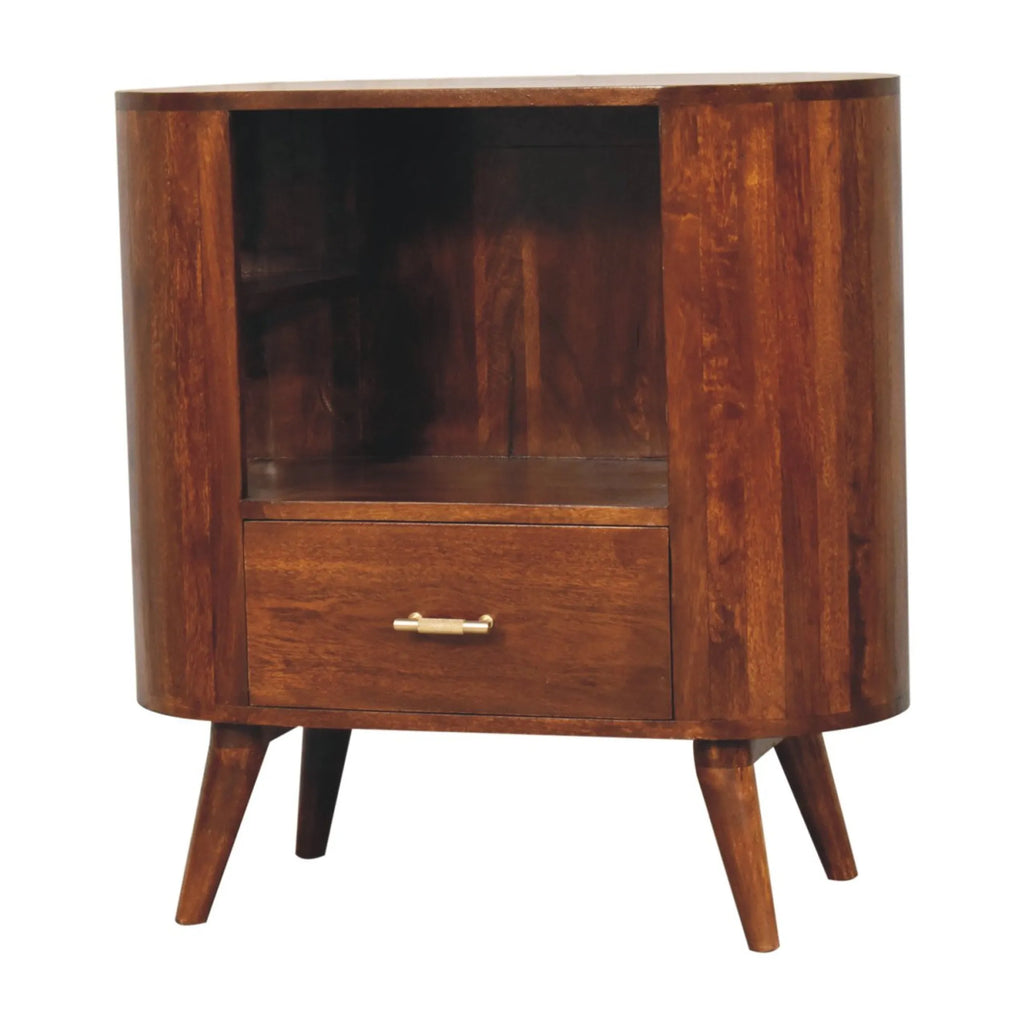 Solid Wood Oval Accent Cabinet With One Drawer — view 4