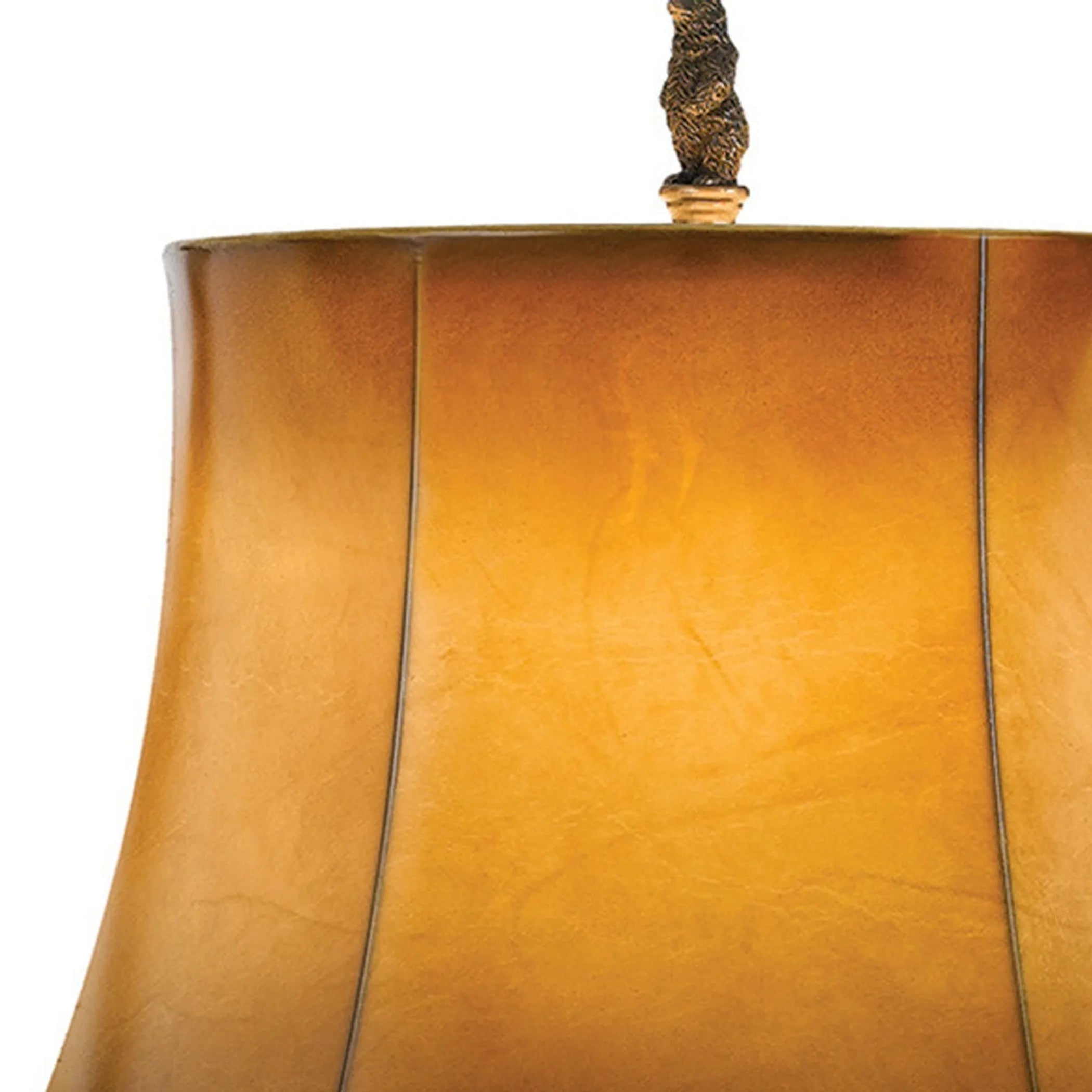 31″ Bronze Bears After the Honey Table Lamp With Brown Faux Leather Shade — view 3