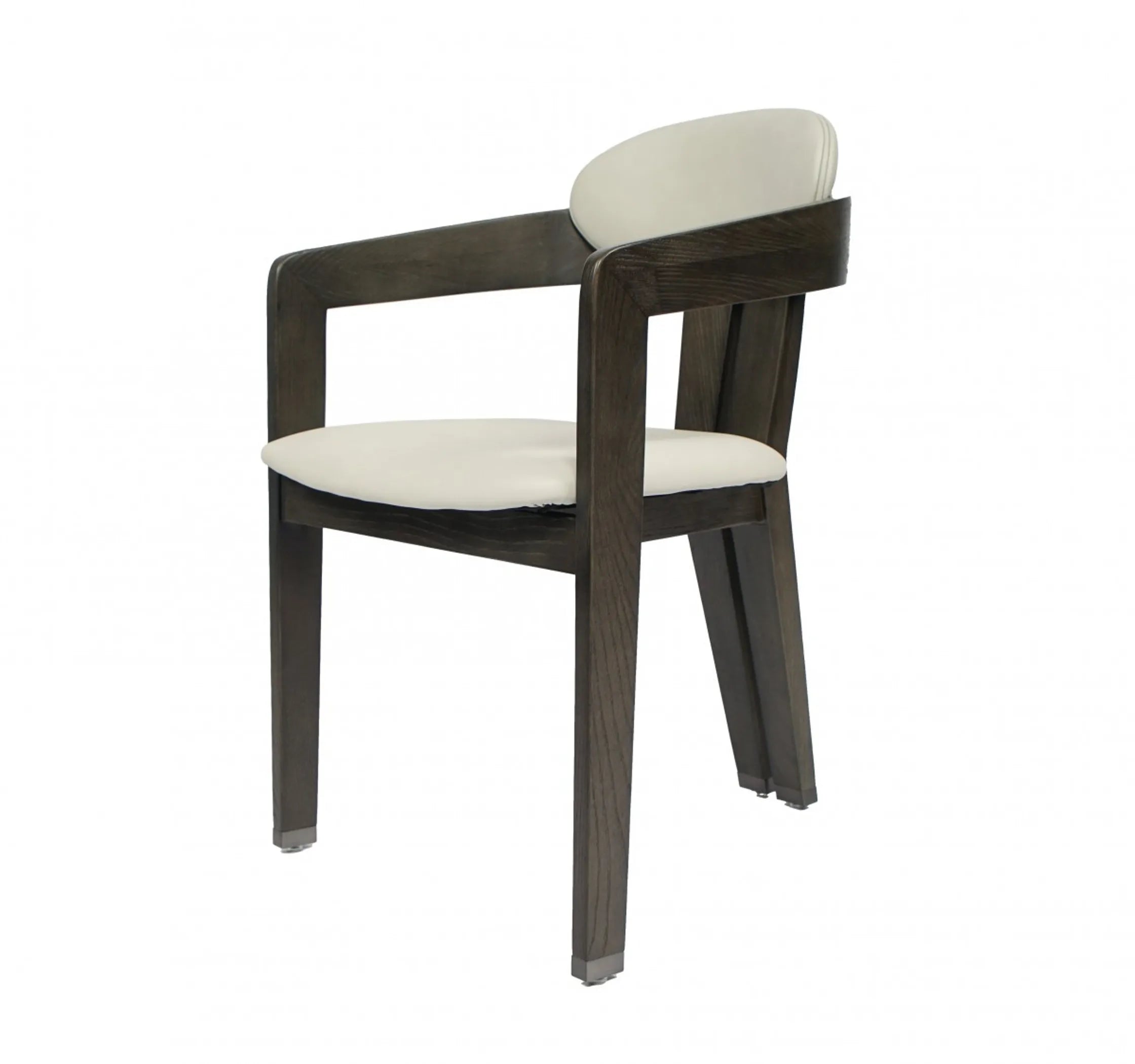 Light Gray And Dark Gray Upholstered Faux Leather Open Back Dining Arm Chair — view 2