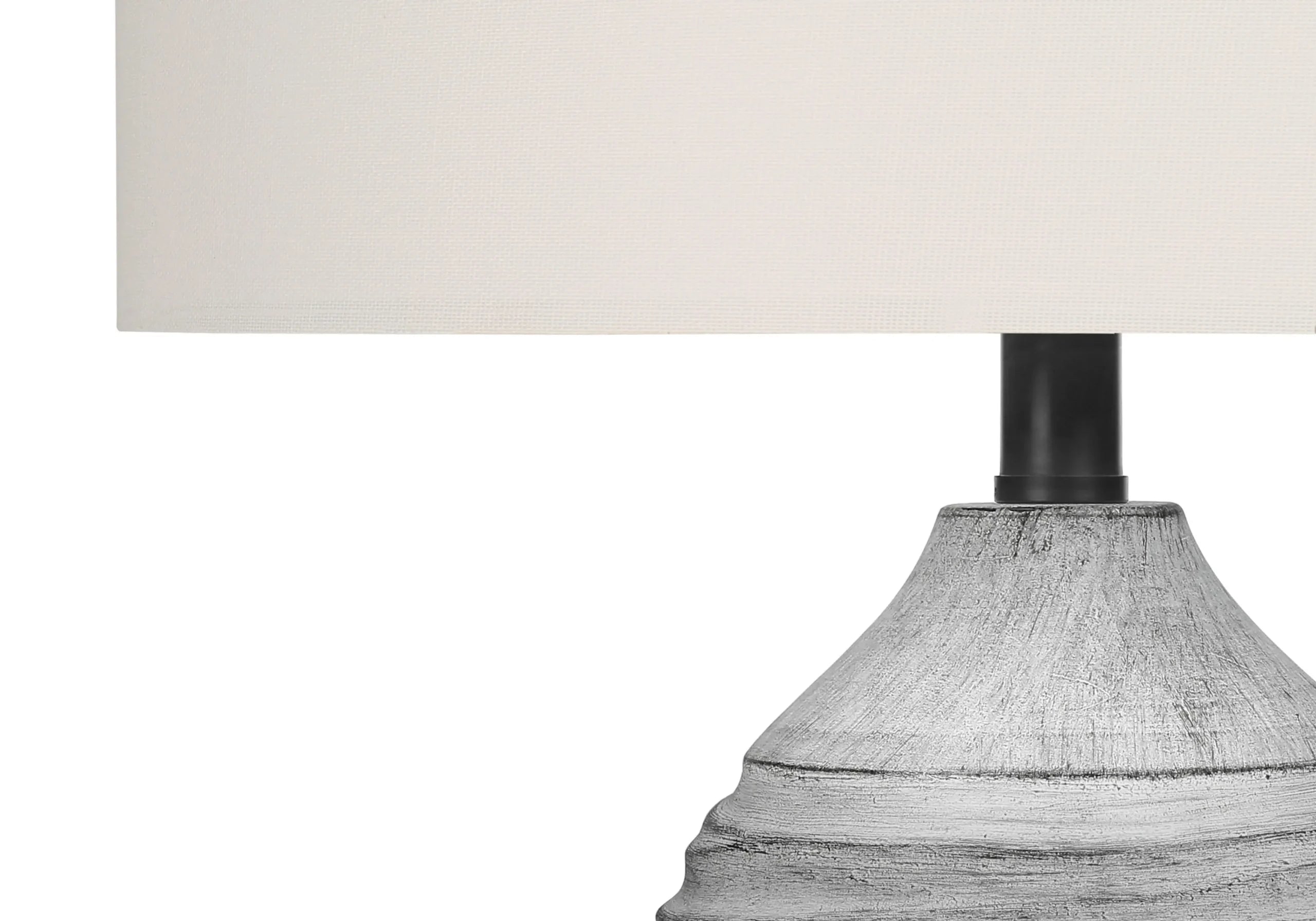 27″ Gray Cylinder Table Lamp With Ivory Drum Shade — view 4