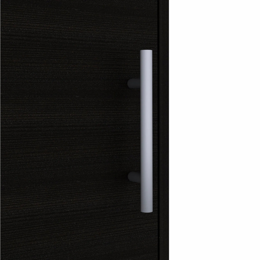 23″ Black One Cabinet Faux Wood Nightstand — view 4