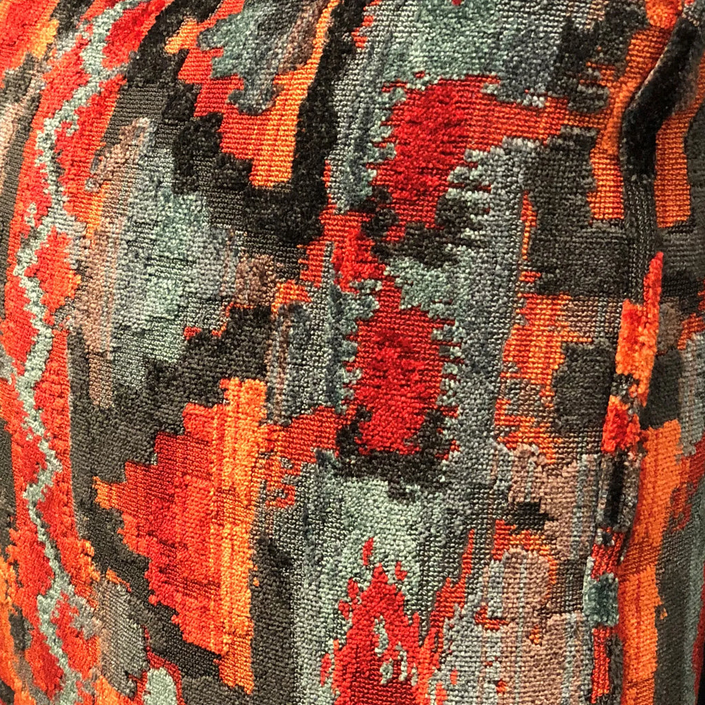 Plutus Sachi Love Red, Blue and Orange iKat Luxury Throw Pillow — view 3
