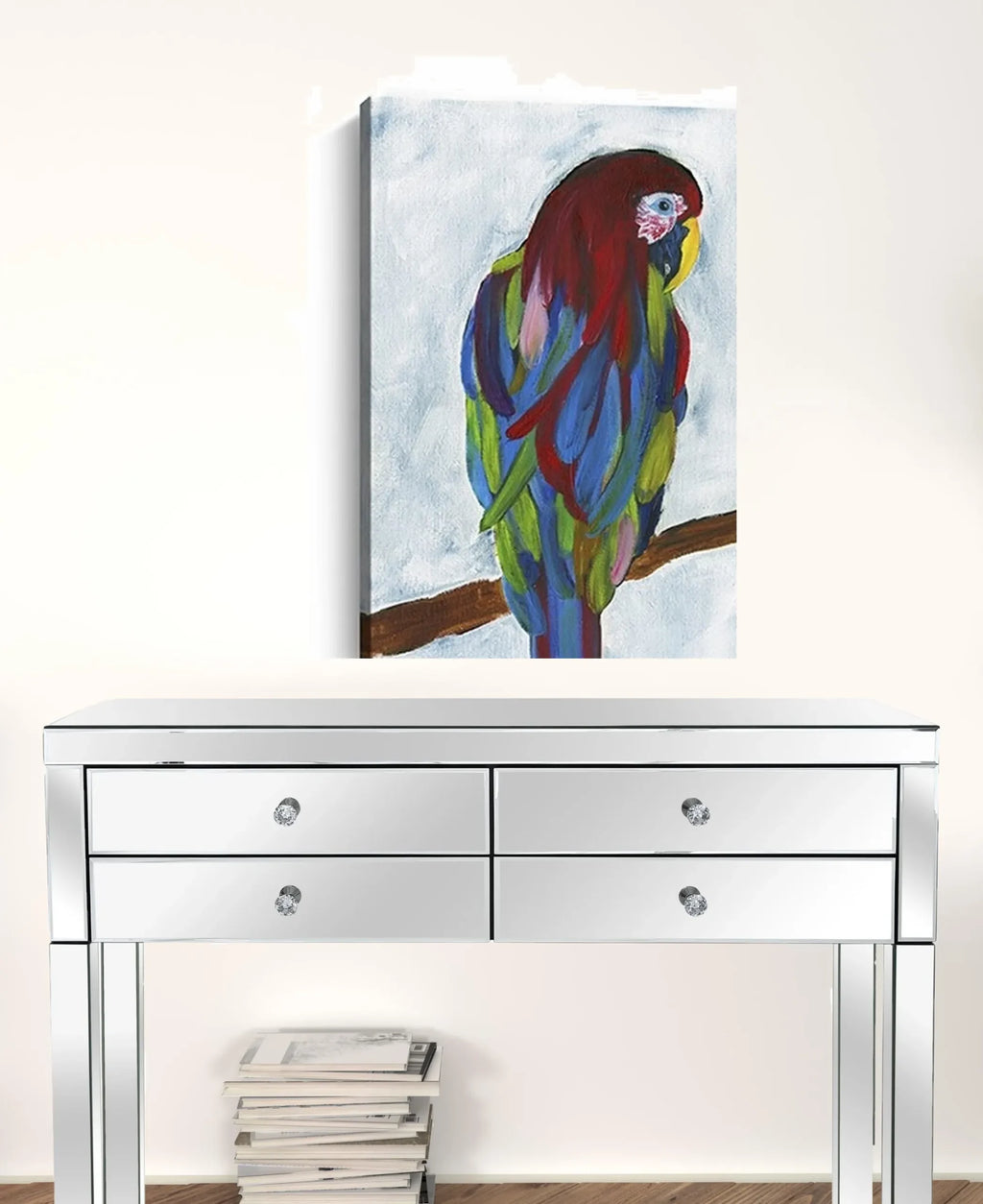 Large Bright and Tropical Parrot Canvas Wall Art — view 3