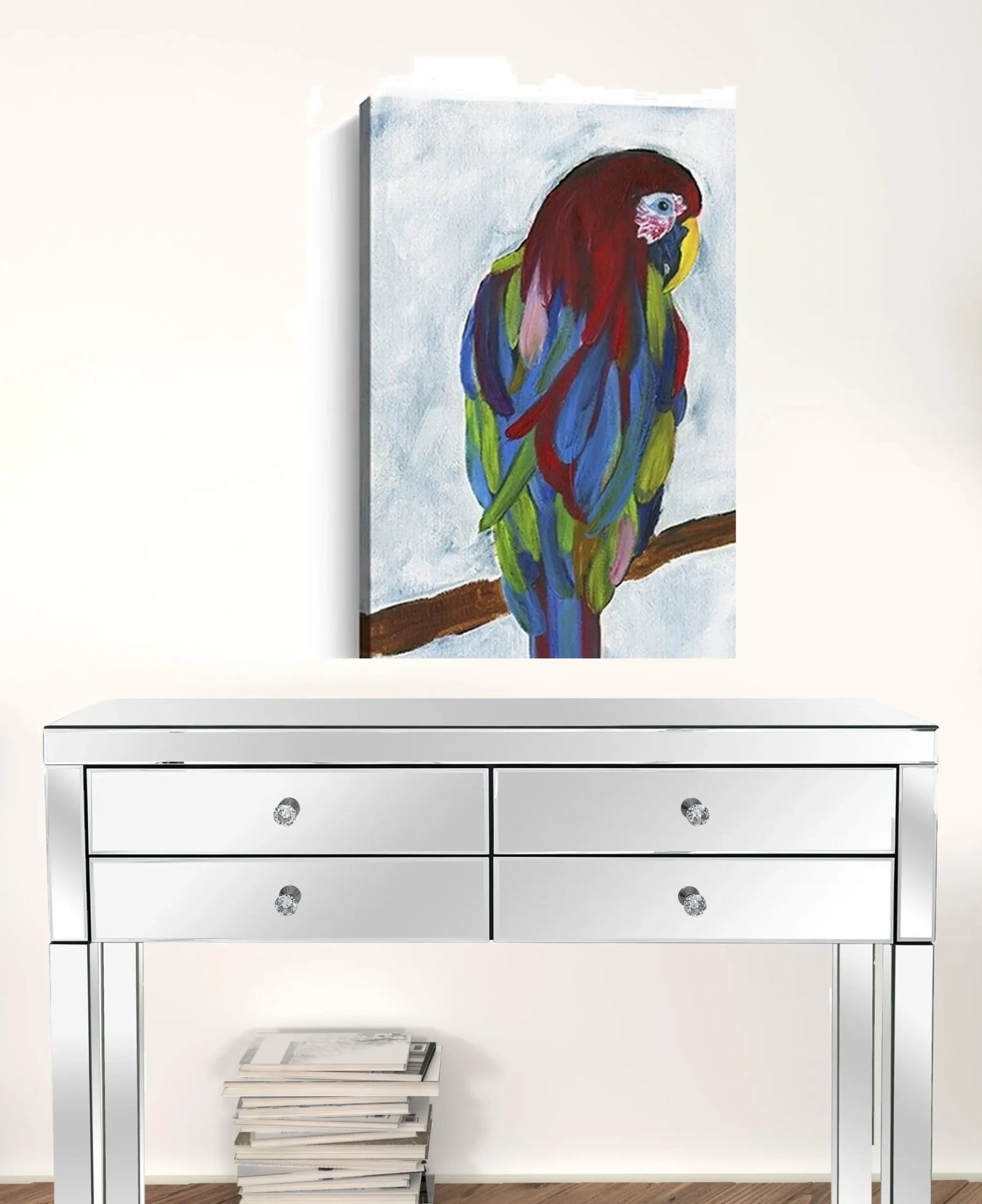 Large Bright and Tropical Parrot Canvas Wall Art — view 3