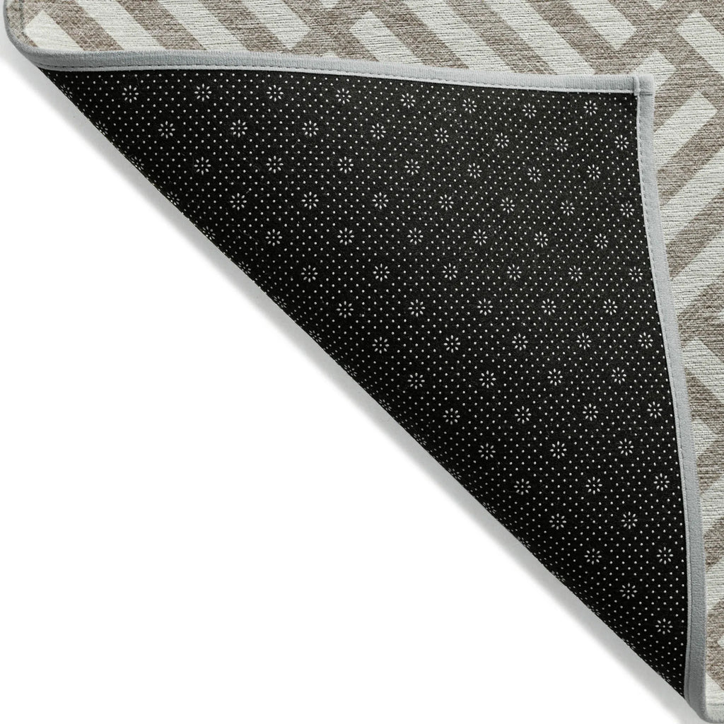 10′ X 14′ Taupe And Ivory Geometric Washable Indoor Outdoor Area Rug — view 4