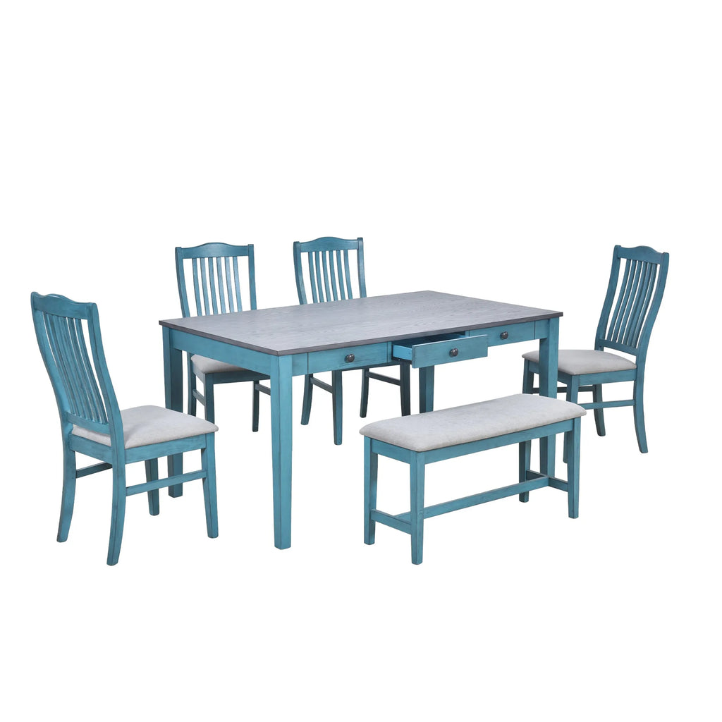 Mid-Century 6-Piece Wood Dining Table Set — view 3