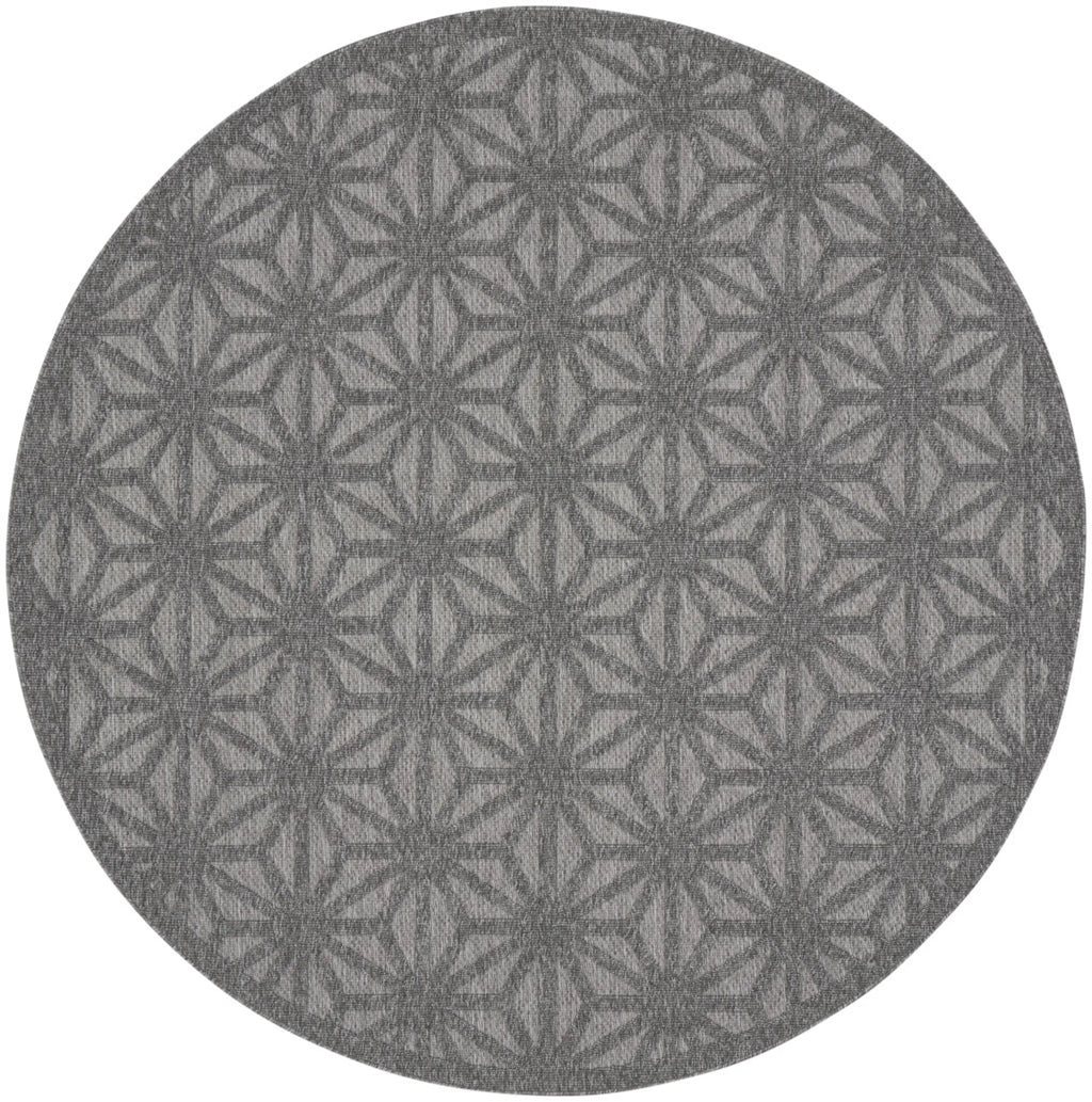 8′ Dark Gray And Light Gray Round Geometric Indoor Outdoor Area Rug — view 4