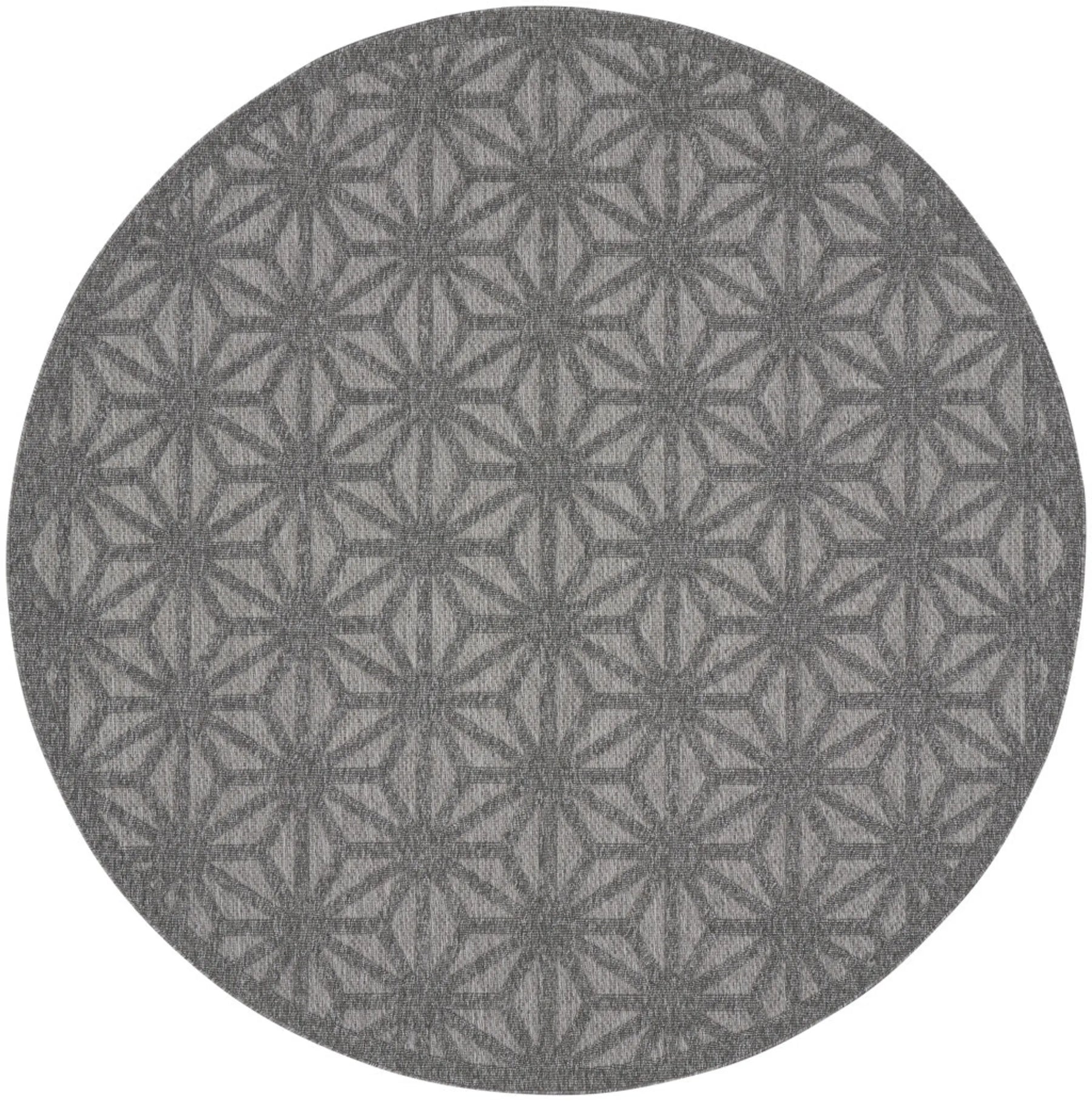8′ Dark Gray And Light Gray Round Geometric Indoor Outdoor Area Rug — view 4