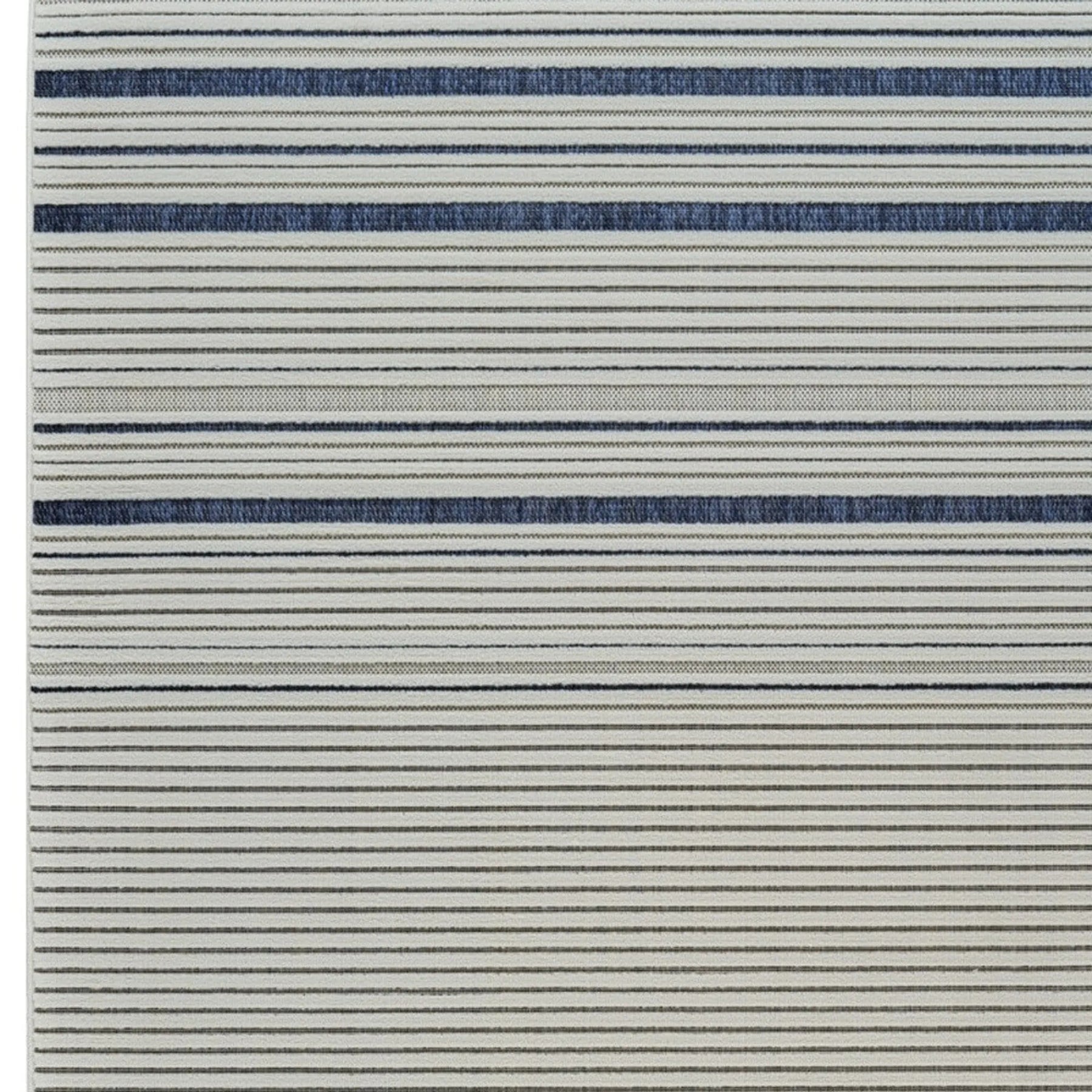 6′ X 9′ Blue and Cream Striped Distressed Indoor Outdoor Area Rug — view 4