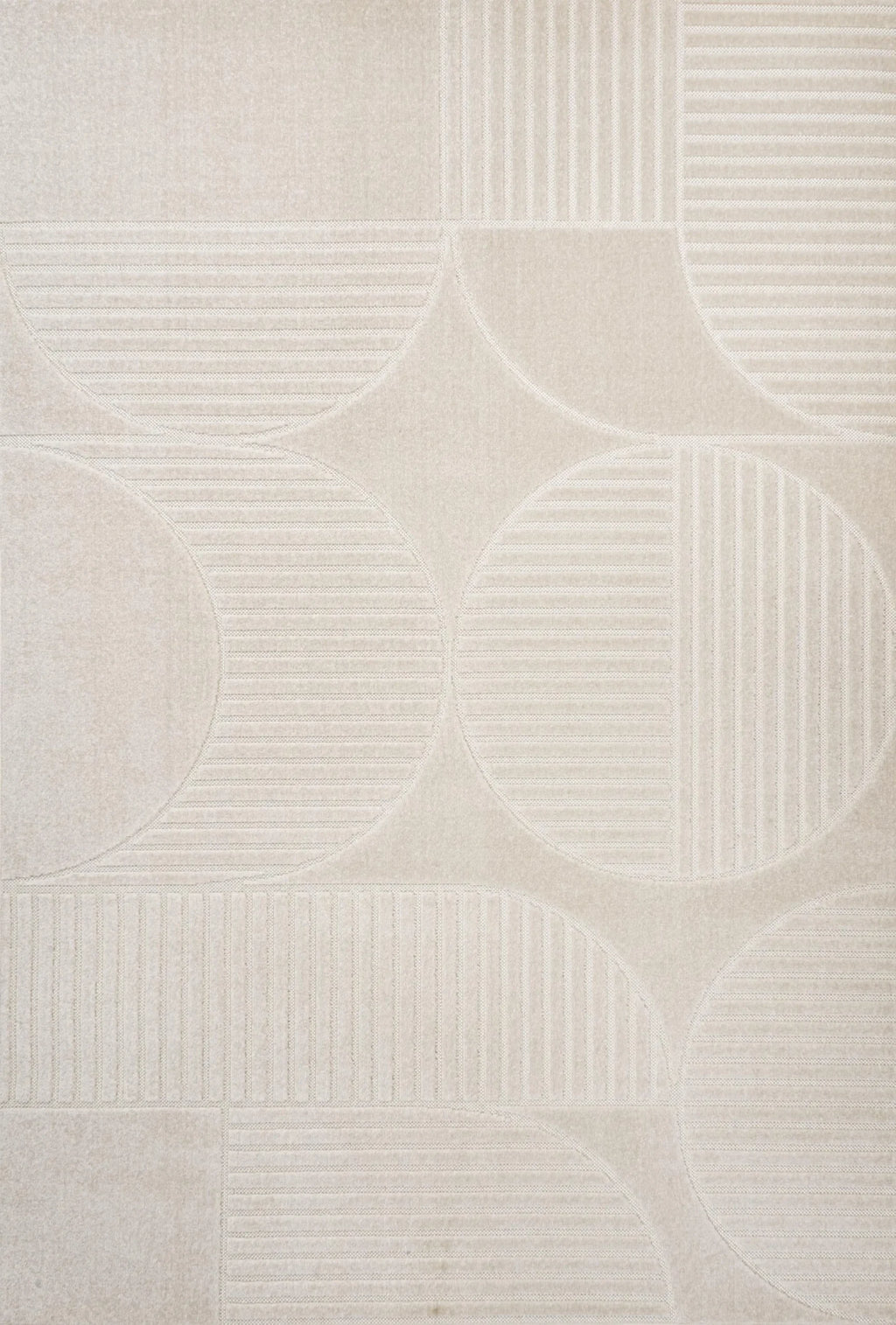 12′ X 15′ Ivory And Cream Striped Indoor Outdoor Area Rug — view 4
