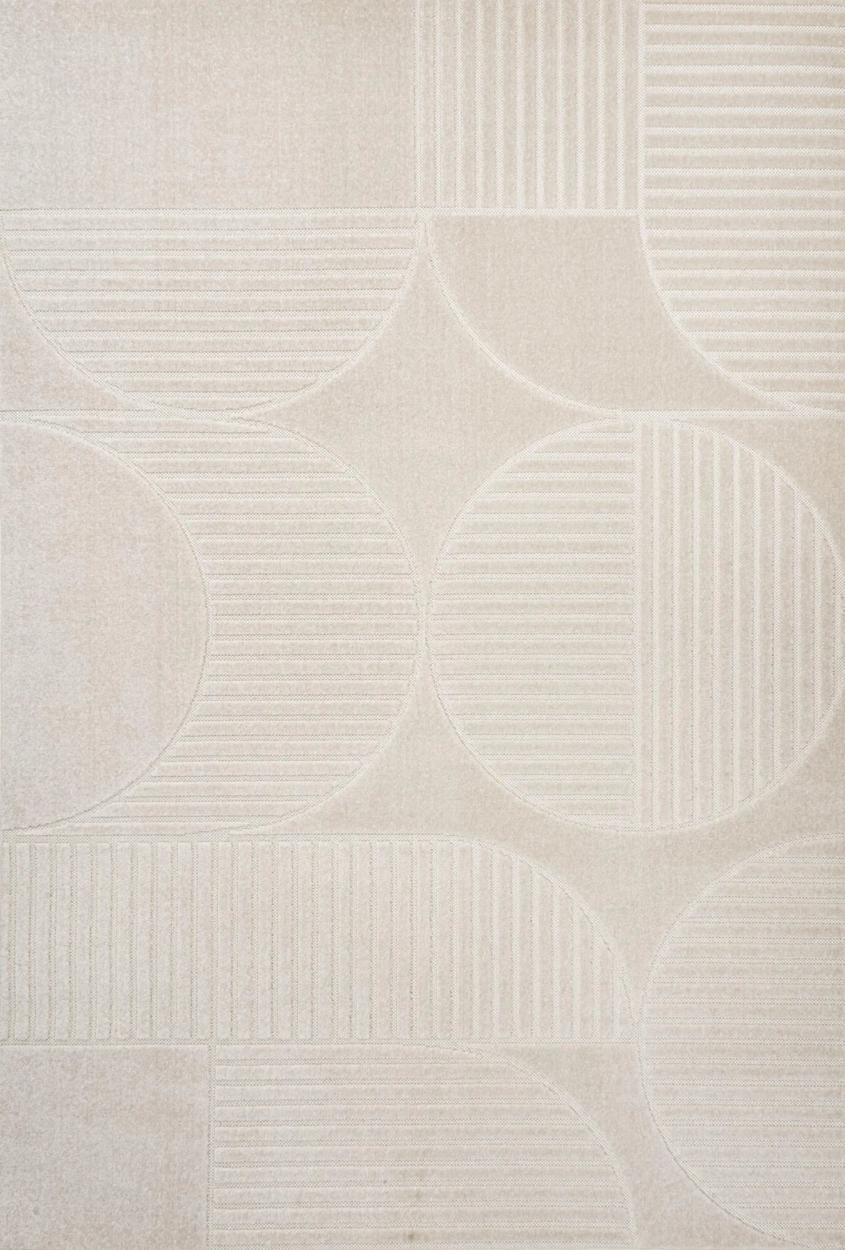 12′ X 15′ Ivory And Cream Striped Indoor Outdoor Area Rug — view 4