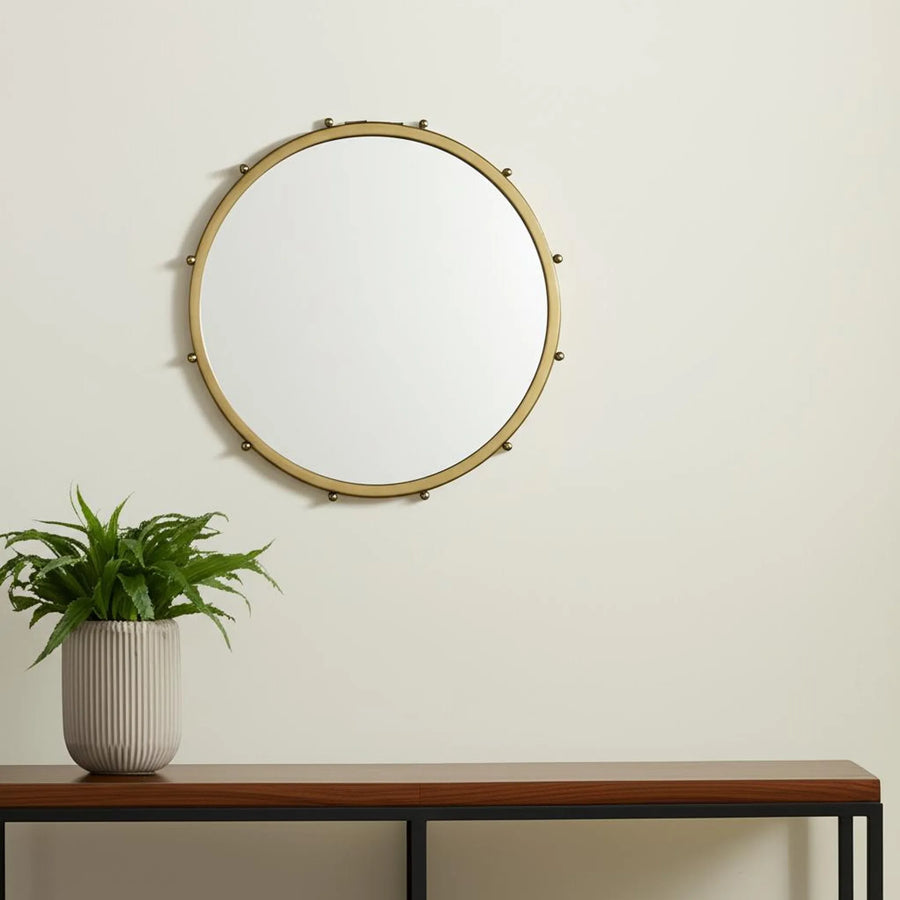 Metal Beaded Round Framed Accent Mirror — view 2