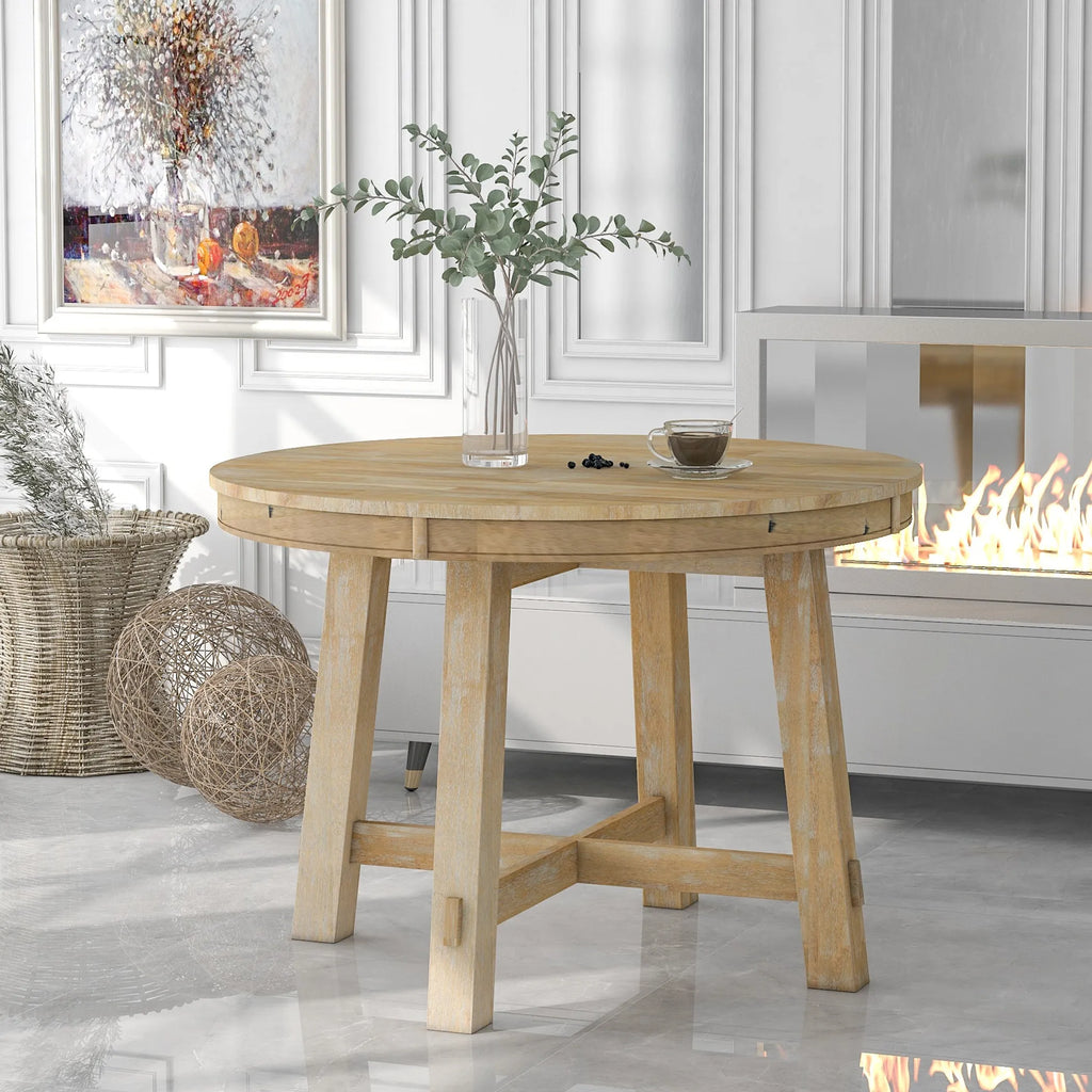 Farmhouse Round Extendable Dining Table — view 3