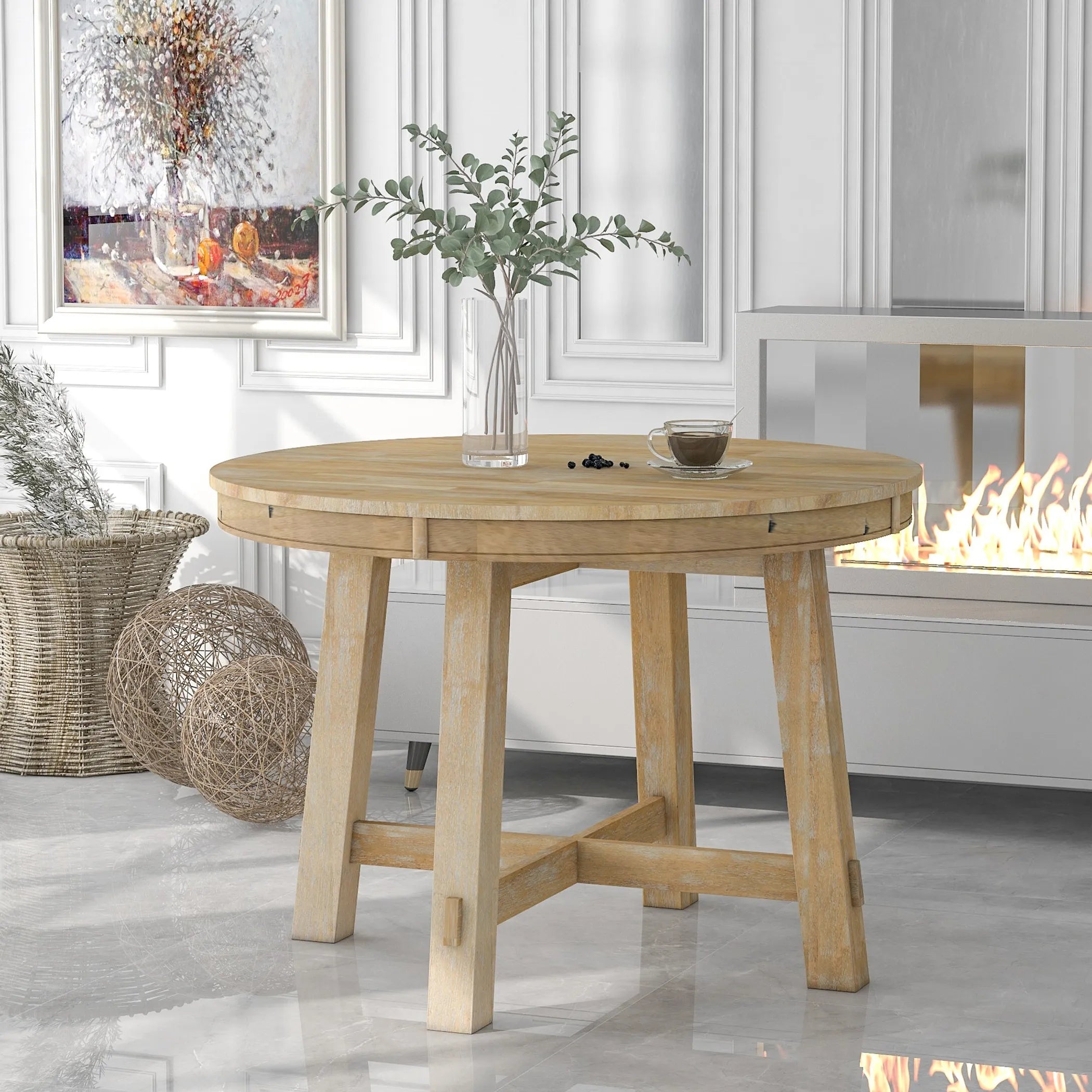 Farmhouse Round Extendable Dining Table — view 3
