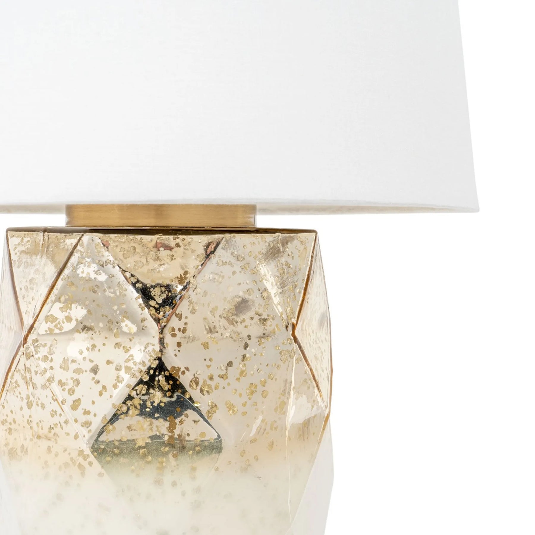 22″ White and Gold Mercury Glass Table Lamp With White Cone Shade — view 4