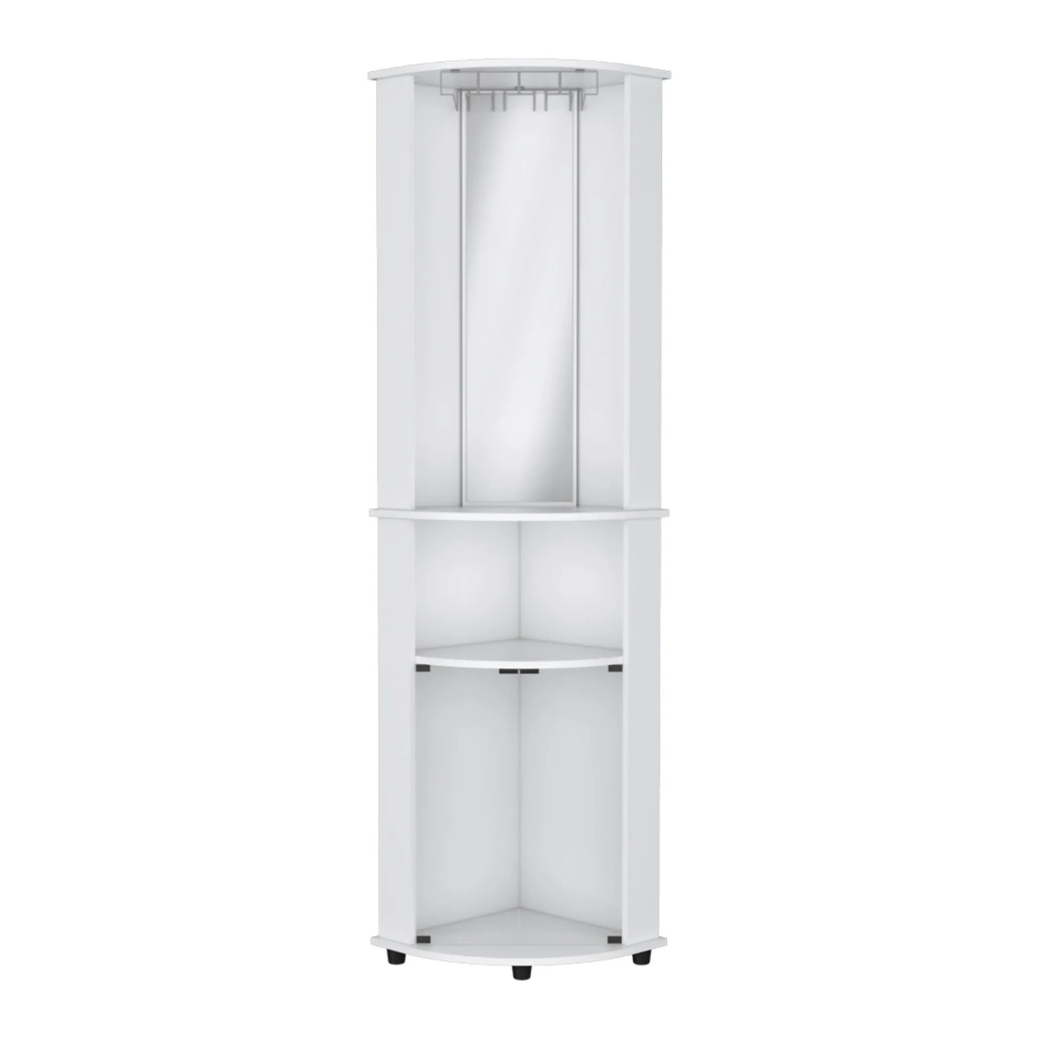 75″ White Wood Corner Bar Cabinet With Three Shelves — view 4