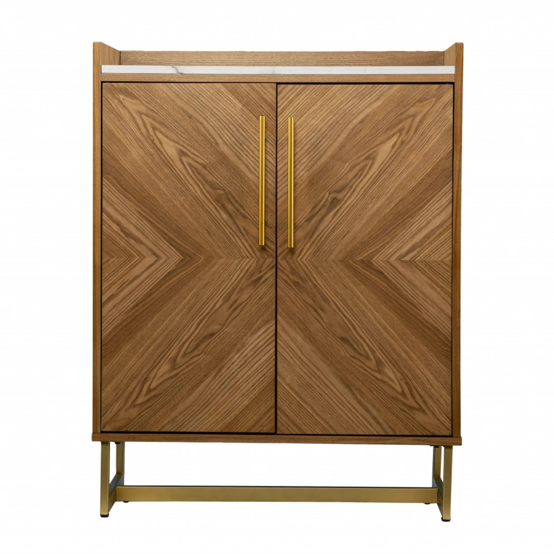 Retro Gold Natural and Faux Marble Wine Cabinet