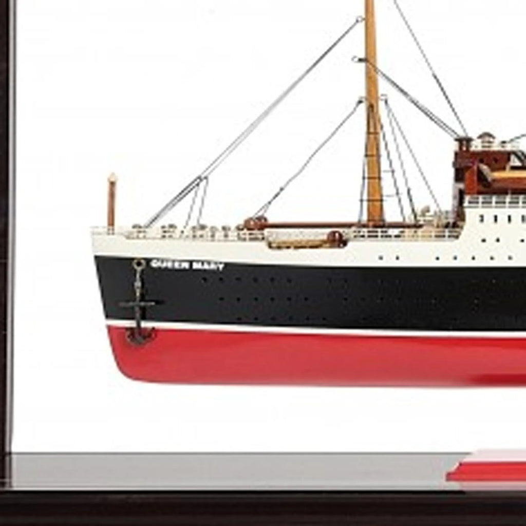 16″ Black and Red RMS Queen Mary Medium Display Case Boat Hand Painted Decorative Boat — view 4
