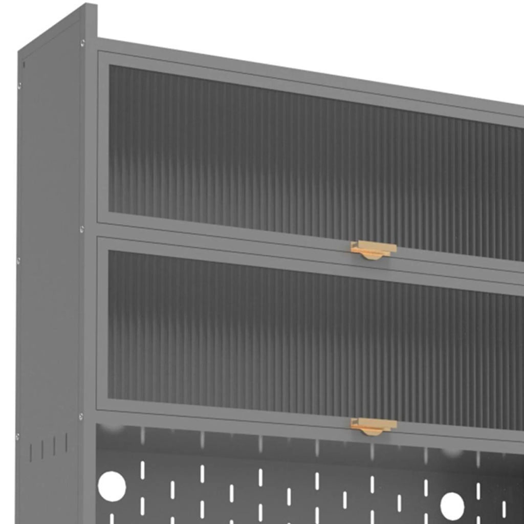 Stainless Steel Textured Door Dining Hutch With Two Doors — view 3