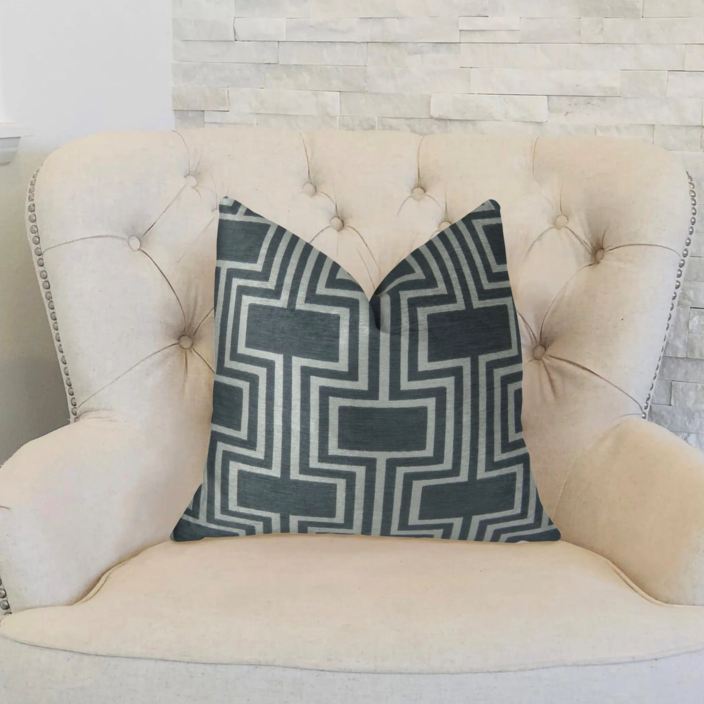 Plutus Argyle Square Black and White Handmade Luxury Pillow — view 2