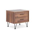 18″ Brown Two Drawers Metal Nightstand