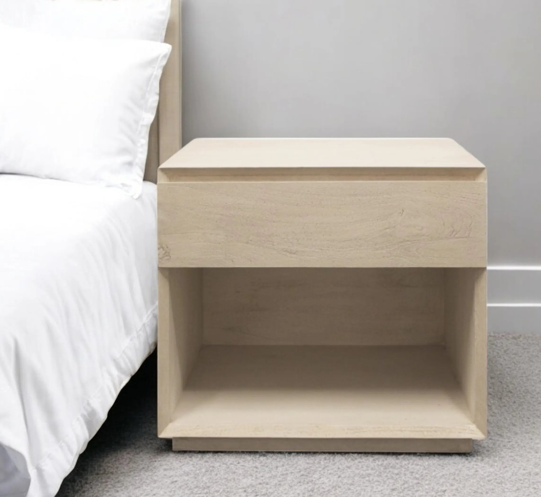 24″ Natural One Drawer Solid Wood Nightstand