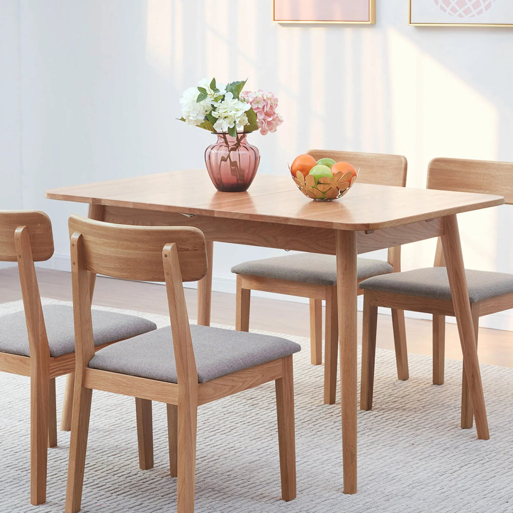 Natural Solid Oak Round Corner Dining Table — view 2