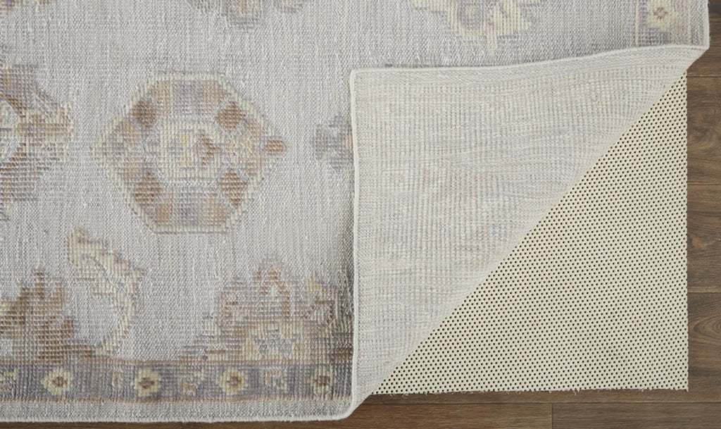 5′ X 8′ Gray and Ivory Floral Hand Knotted Area Rug — view 4