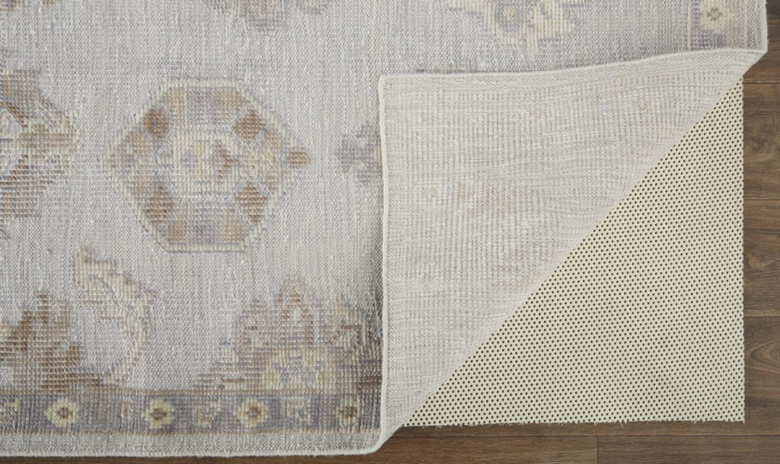 5′ X 8′ Gray and Ivory Floral Hand Knotted Area Rug — view 4