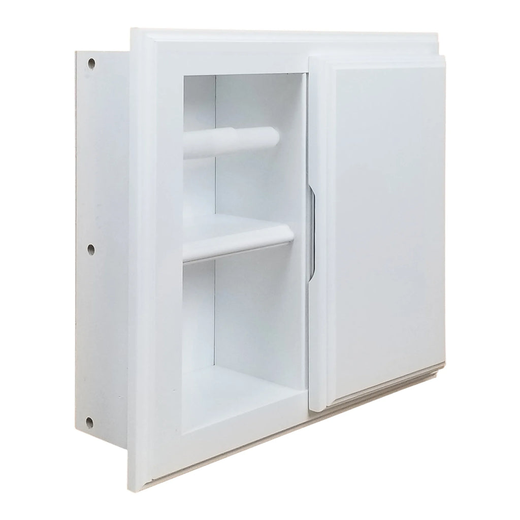 Haile Solid Wood Recessed Wood Toilet Paper Holder with Storage Cubby — view 3