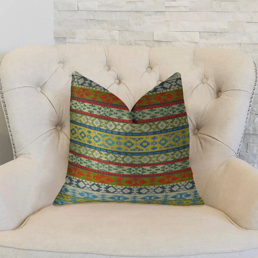Plutus Flower Child White Blue and Red Handmade Luxury Pillow — view 2
