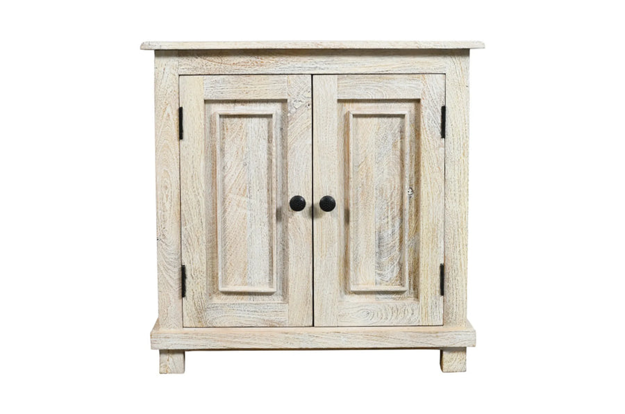 28″ Distressed White Solid Wood Nightstand With Storage