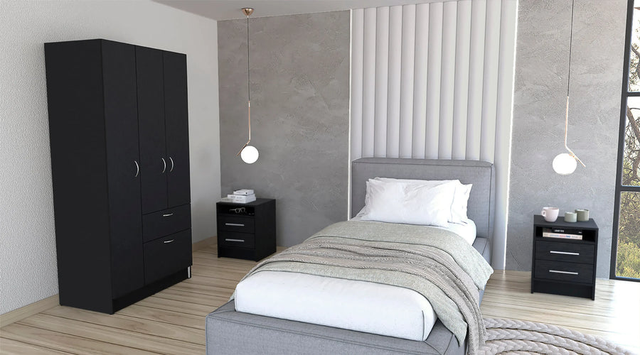 Holland 3 Piece Bedroom Set, Armoire + Nightstand + Nightstand