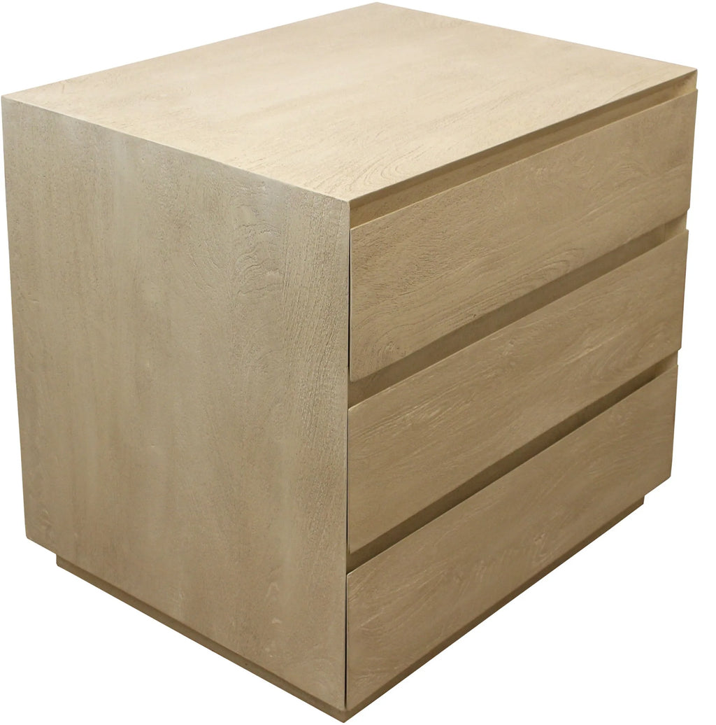 24″ Natural Three Drawer Solid Wood Nightstand — view 3