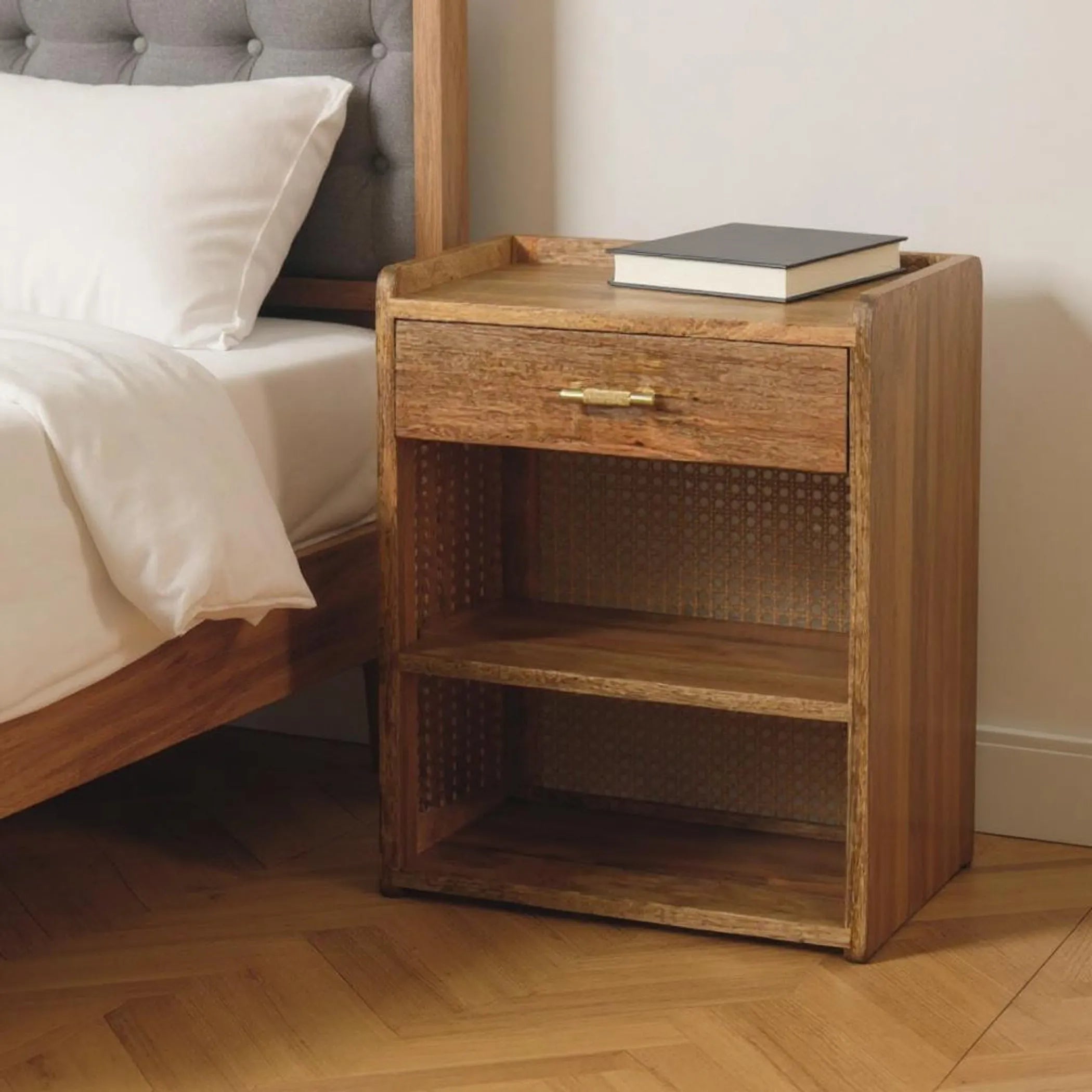 Solid Wood One Drawer Nightstand — view 2