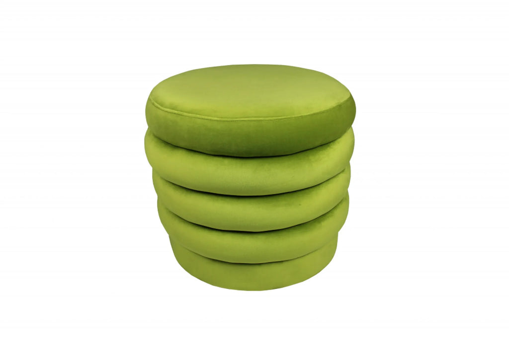 21″ Green Velvet Tufted Round Cocktail Ottoman
