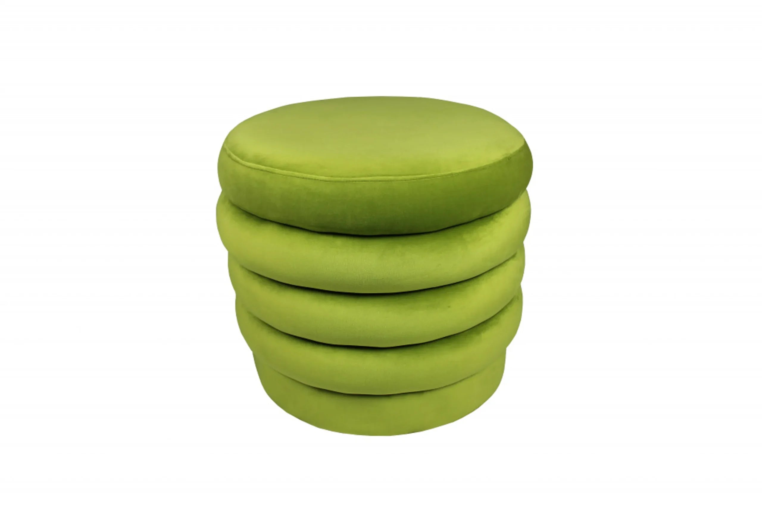 21″ Green Velvet Tufted Round Cocktail Ottoman