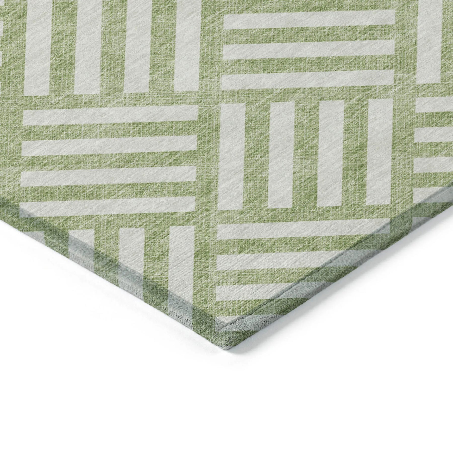 10′ X 14′ Artichoke Green And Ivory Geometric Washable Indoor Outdoor Area Rug — view 4