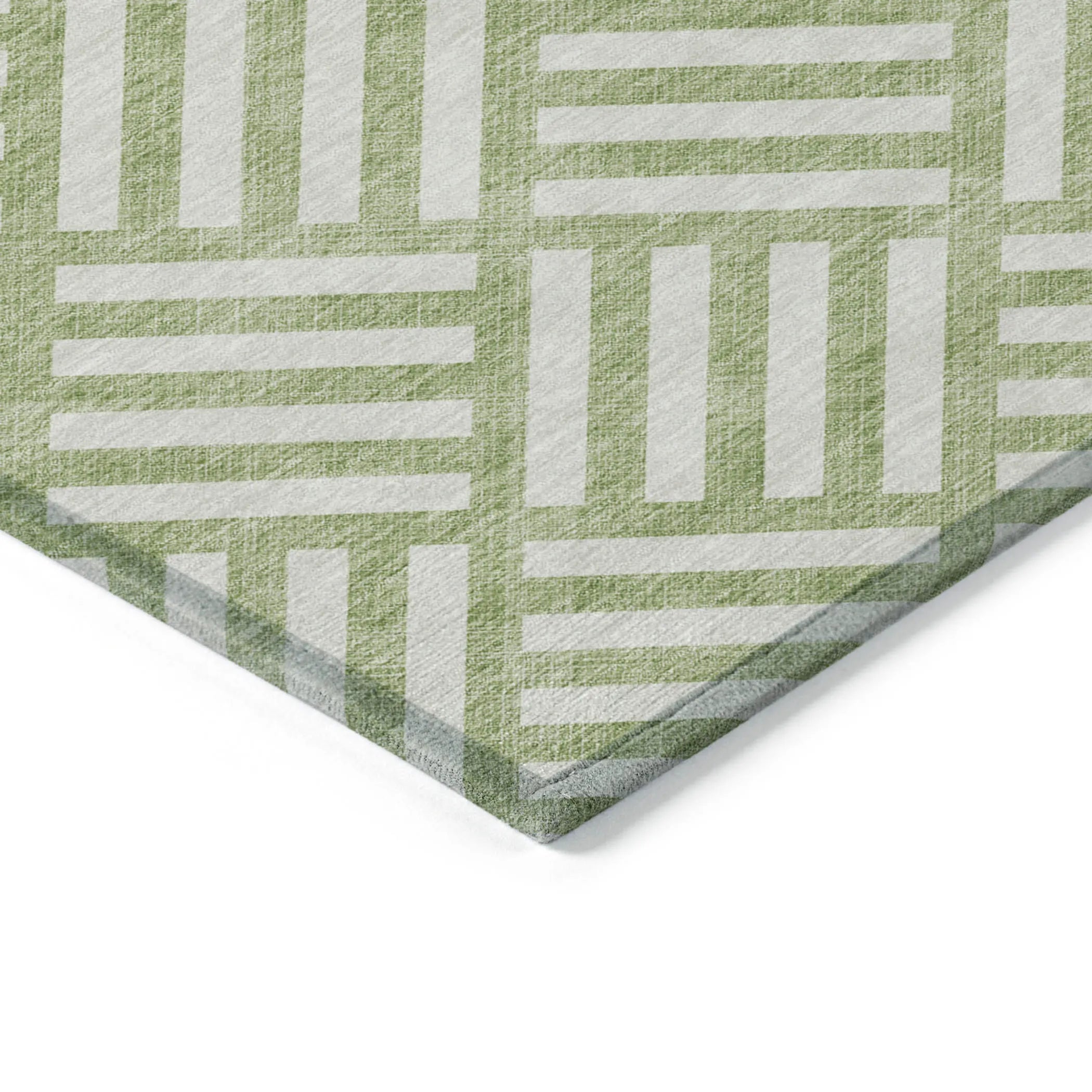 10′ X 14′ Artichoke Green And Ivory Geometric Washable Indoor Outdoor Area Rug — view 4
