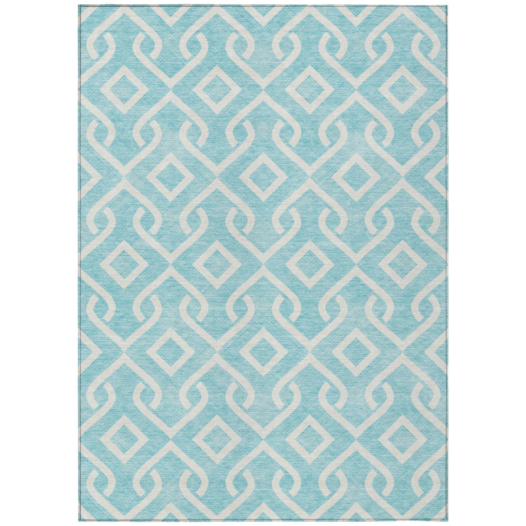 10′ X 14′ Aqua And Ivory Geometric Washable Indoor Outdoor Area Rug — view 2