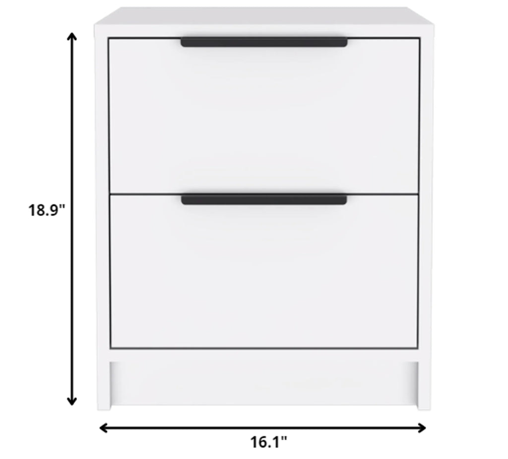 Stylish White Two Drawer Nightstand — view 4