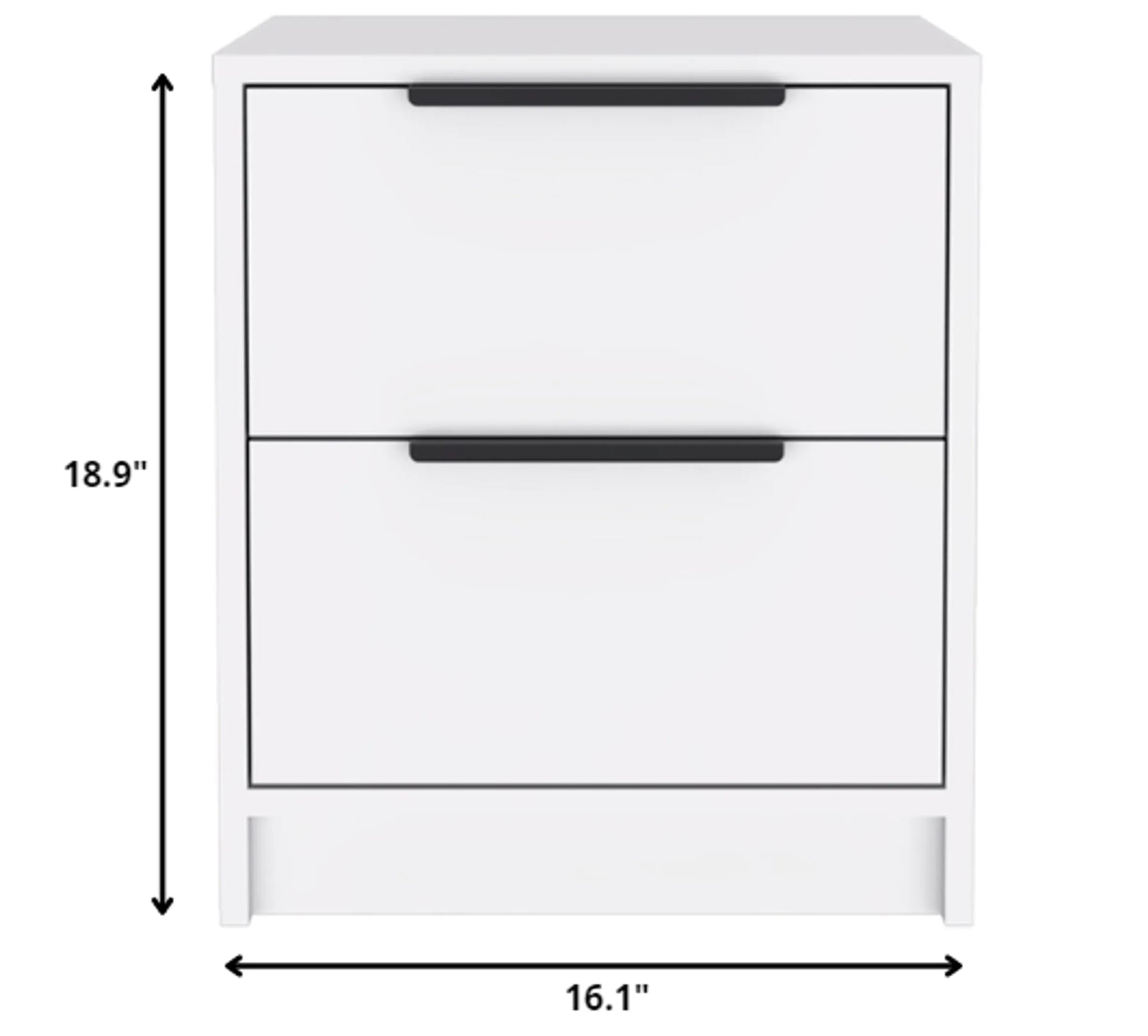 Stylish White Two Drawer Nightstand — view 4