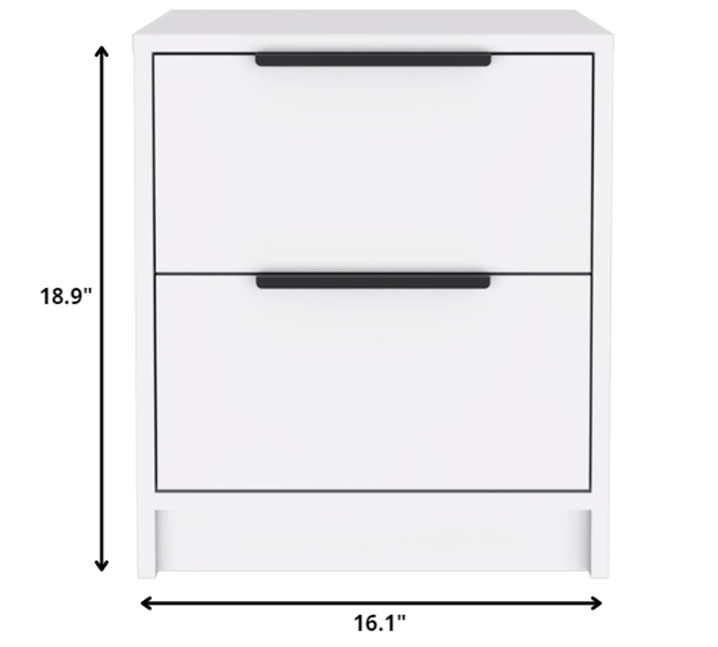 Stylish White Two Drawer Nightstand — view 4