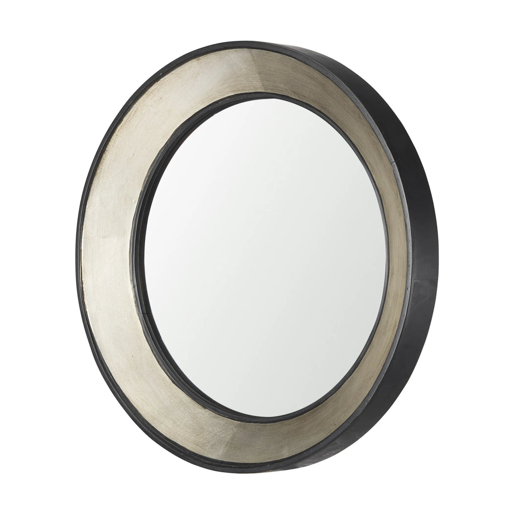 Champagne Dark Metal Wood Round Framed Accent Mirror — view 2