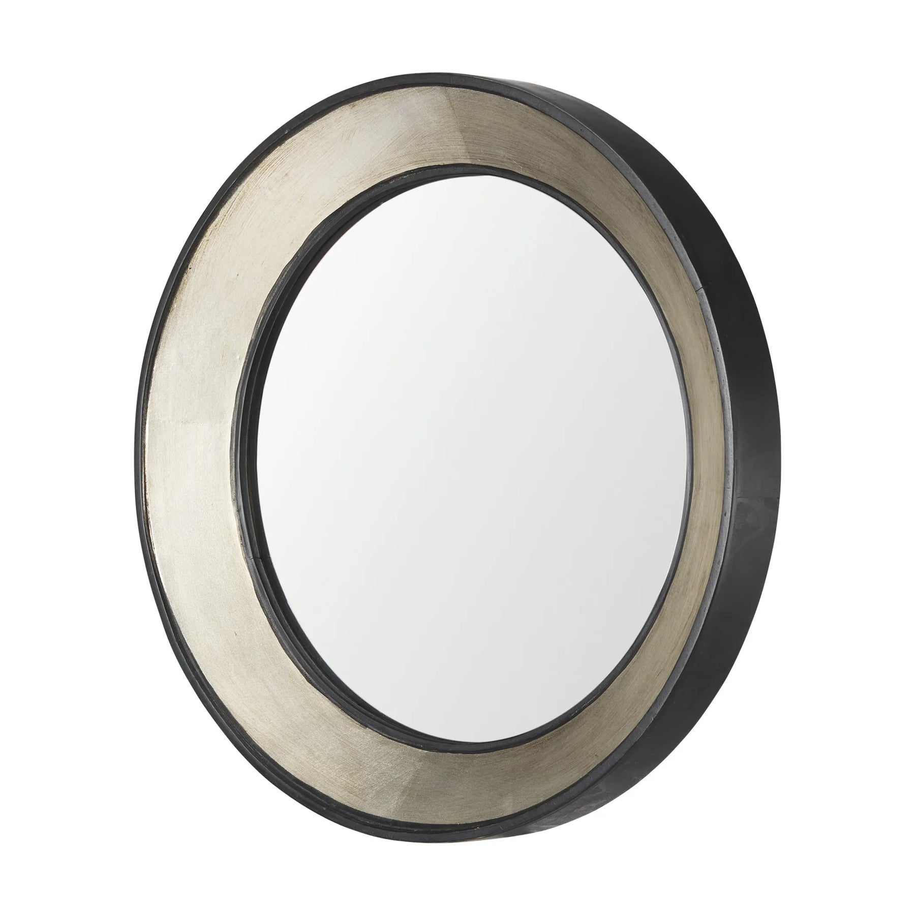 Champagne Dark Metal Wood Round Framed Accent Mirror — view 2